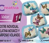 POSTRE INDIVIDUAL GELATINA MOSAICO Y MARIPOSAS VOLANDO