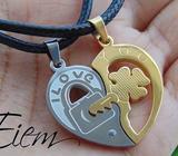 collar colgante encerado mitades corazon