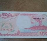 INDONESIA BILLETE SIN CIRCULAR DE UN VOLCÁN EN ERUPCIÓN