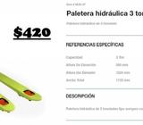PALETERA HIDRÁULICA 3 TONELADAS MARCA MTH