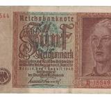 5 Marcos Alemania Billete Segunda Guerra Mundial Numismática